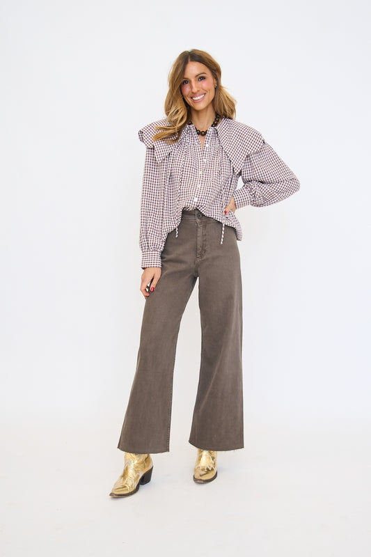 Maggie Wide Leg Pants - Brown