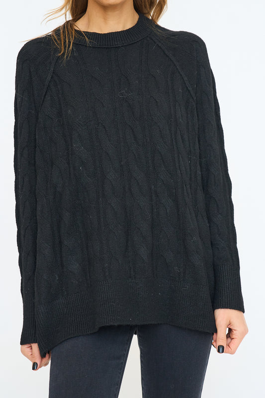 Cable Knit Pullover Tunic Sweater
