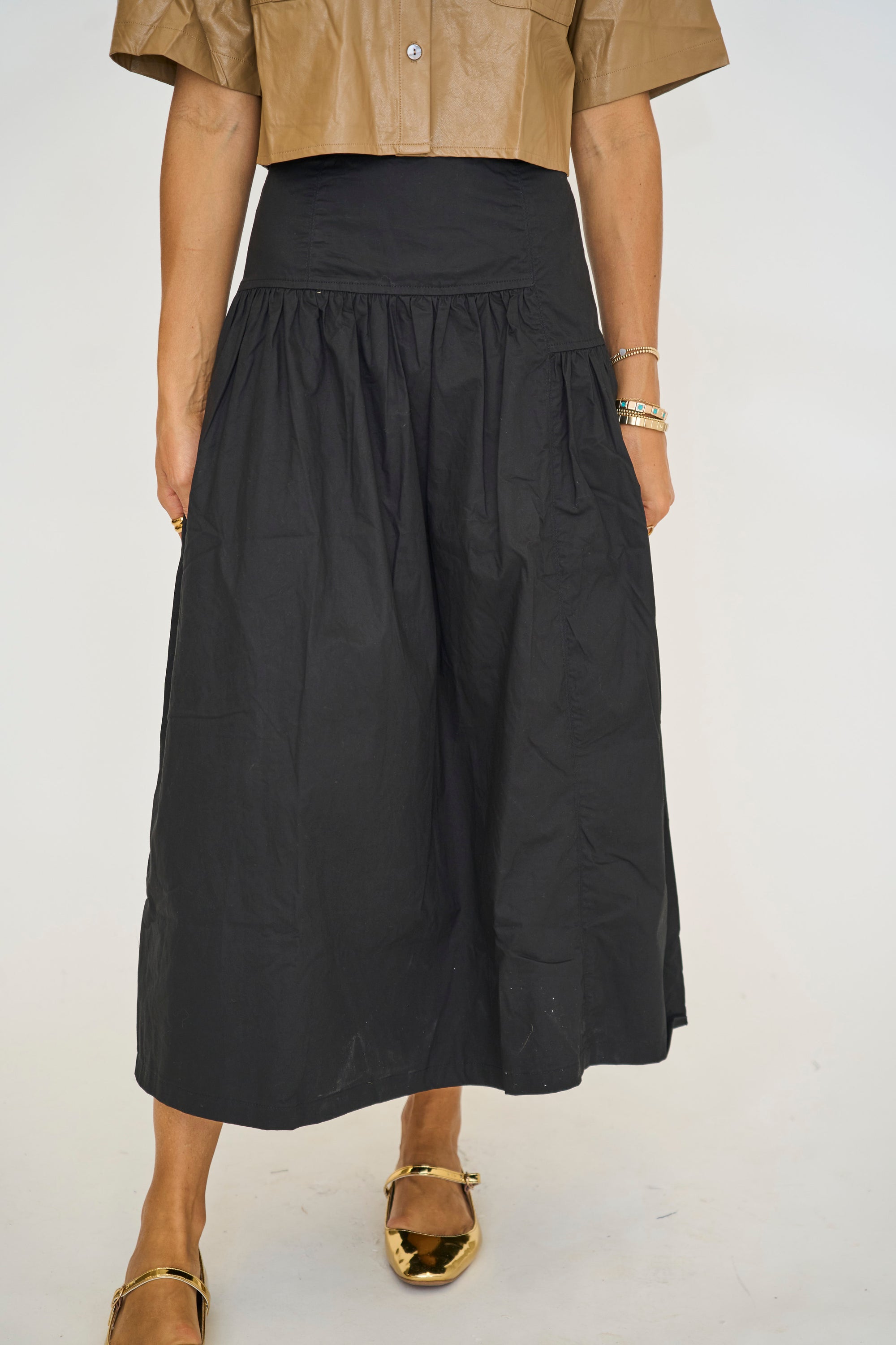 Jet Black Midi Skirt