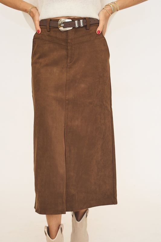 Glaieul Suede Midi Skirt
