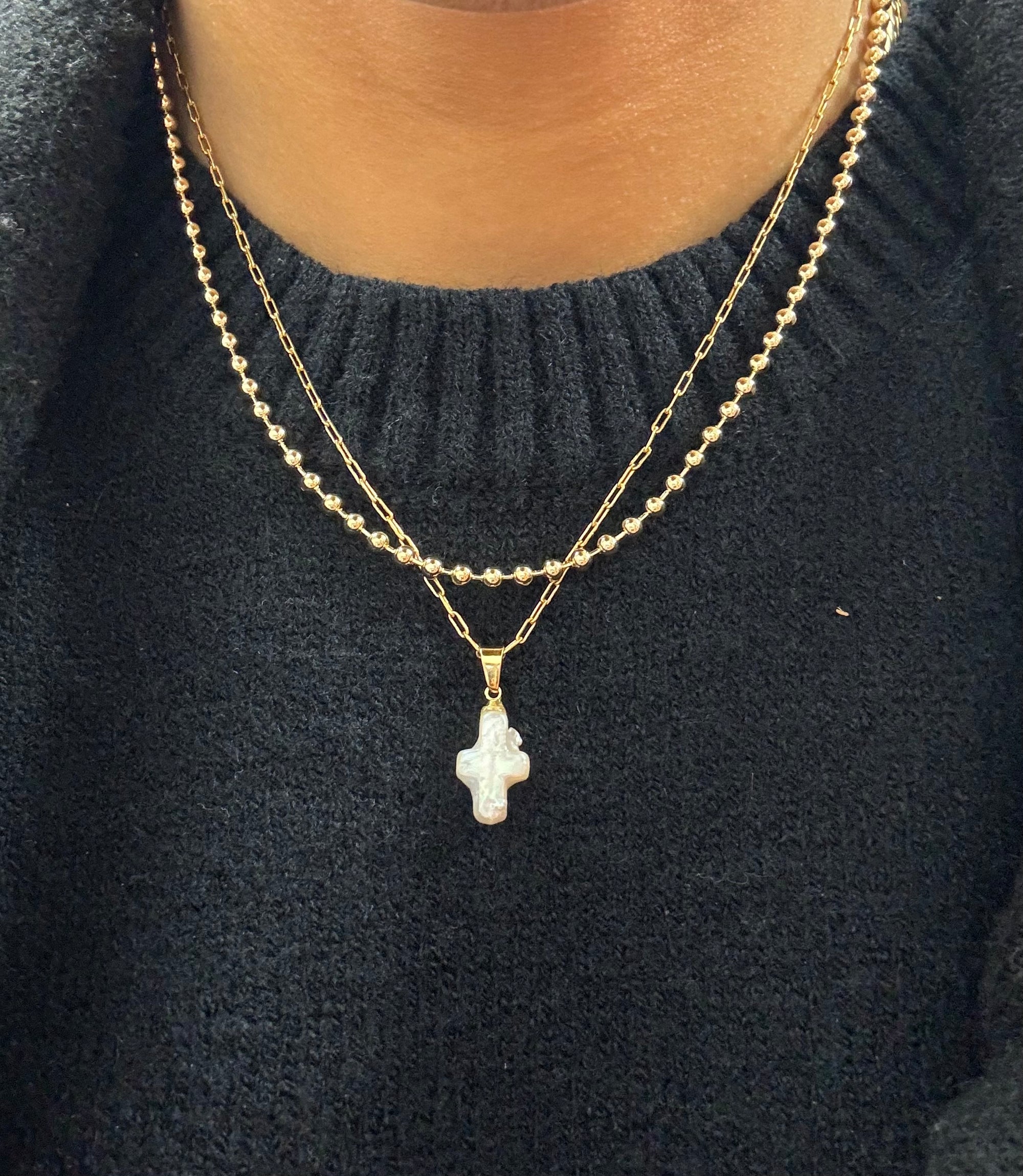 Dairy Mother of Pearl Cross Necklace