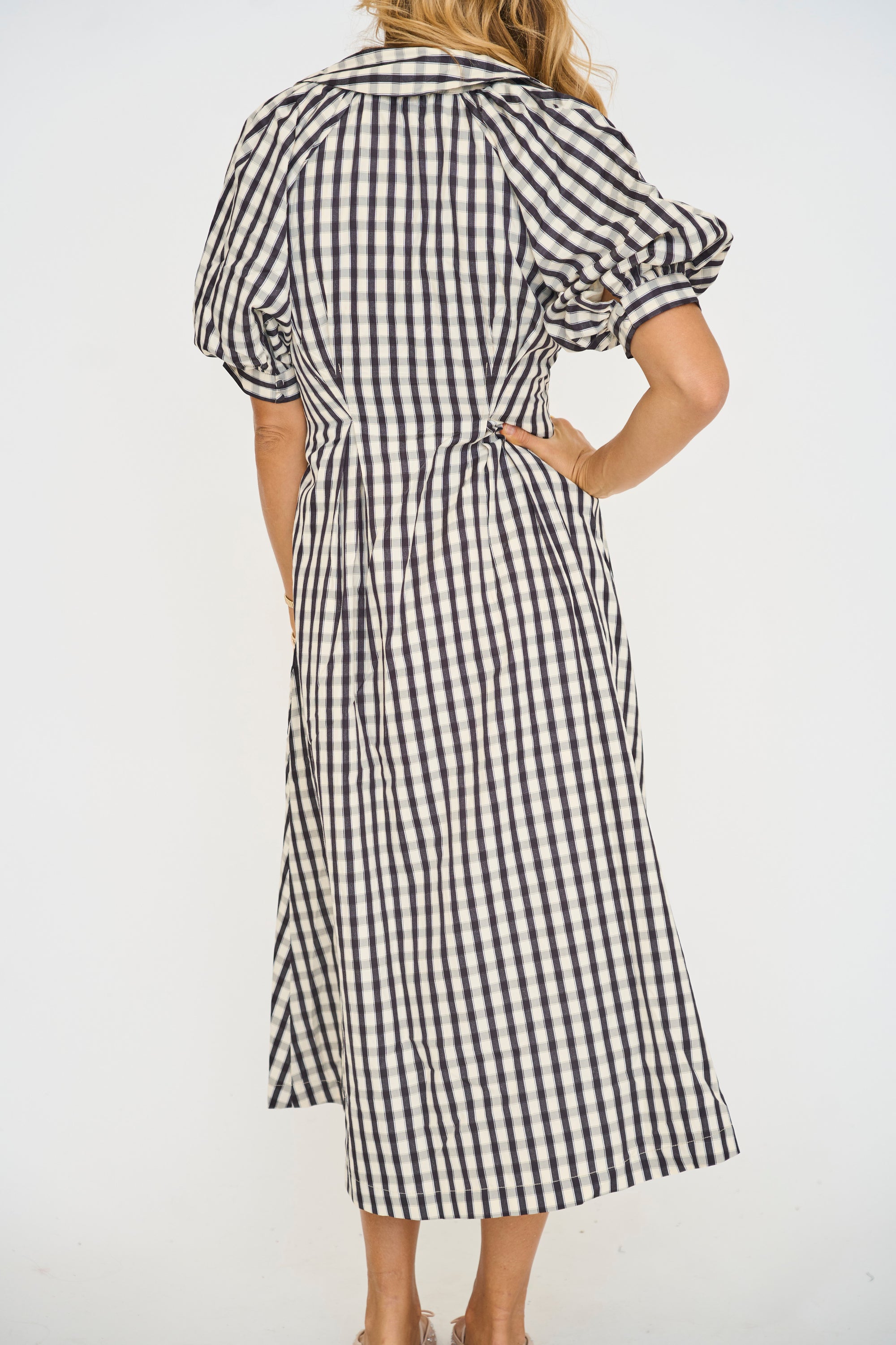 Gingham Check Midi Dress