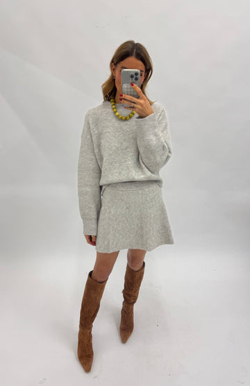 Long Sleeve Sweater Top and Mini Skirt Set