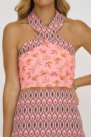 Wild Print Halter Crop Top