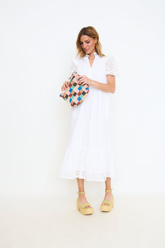 Wooden Beaded Patchwork Bag