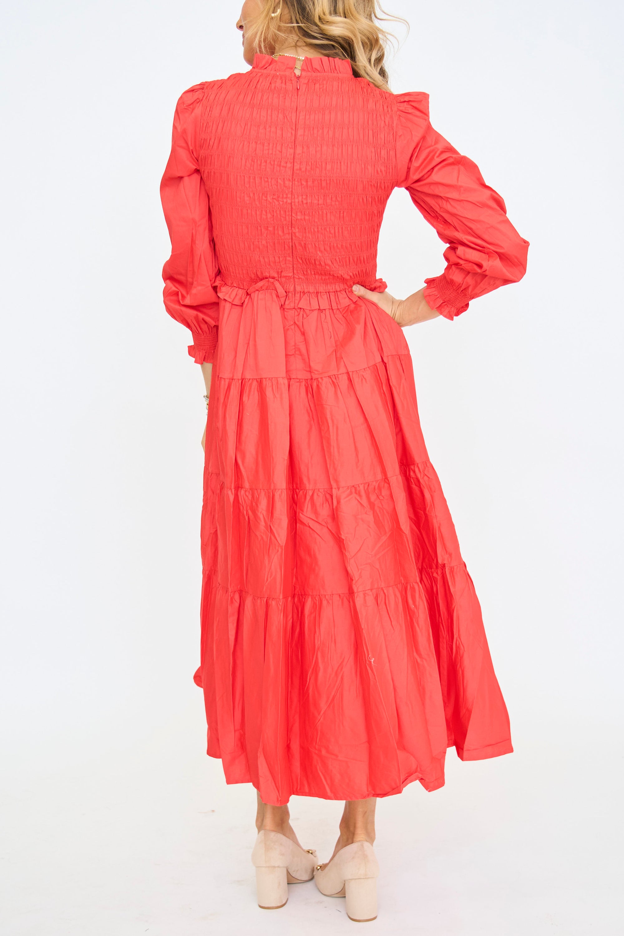 Red Smock Maxi Dress