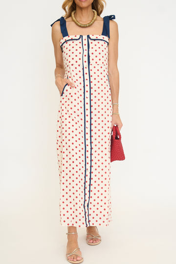 Polkadot Dress with Shoulder Strap Tie