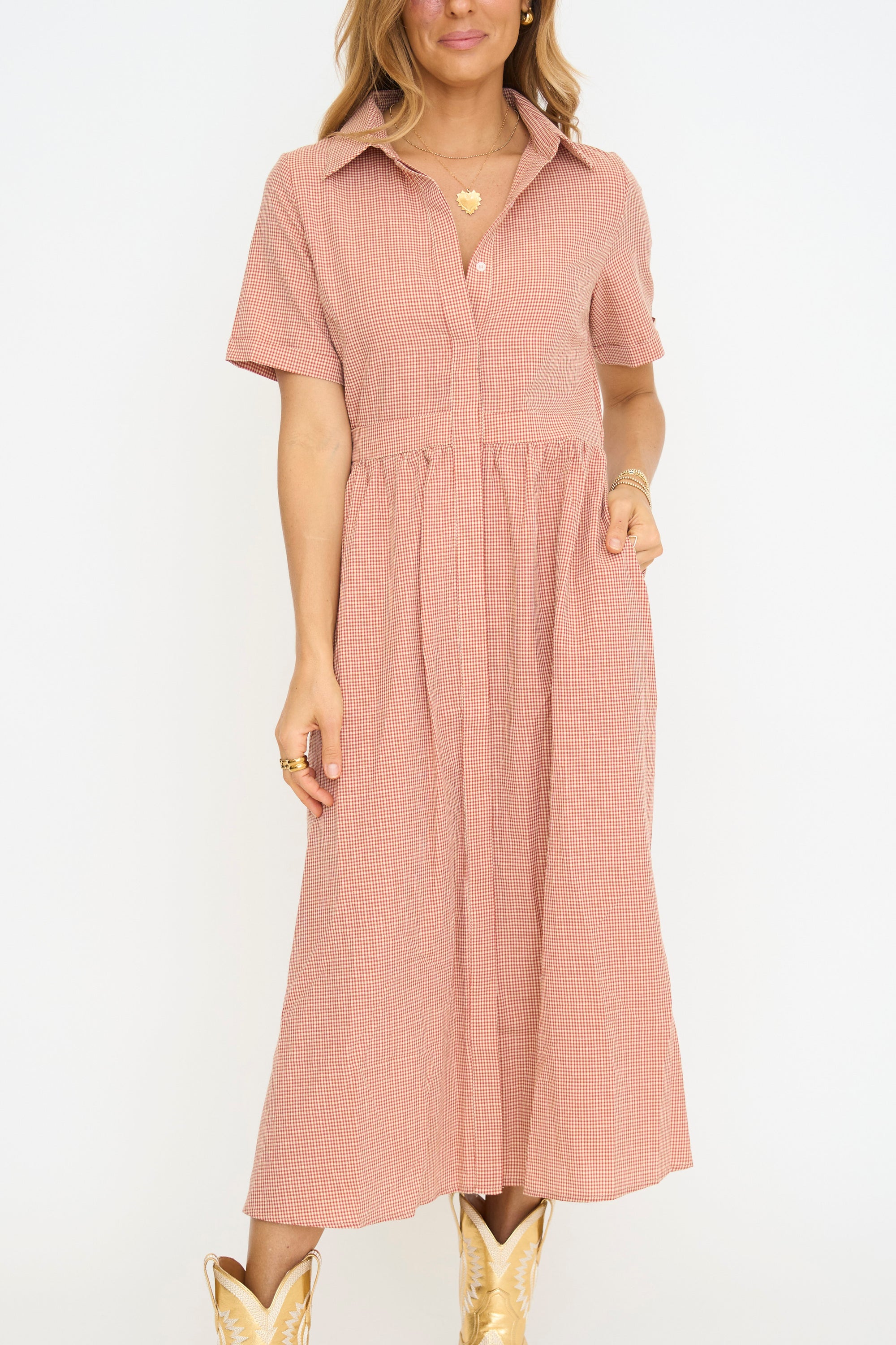 Mae Gingham Midi Dress