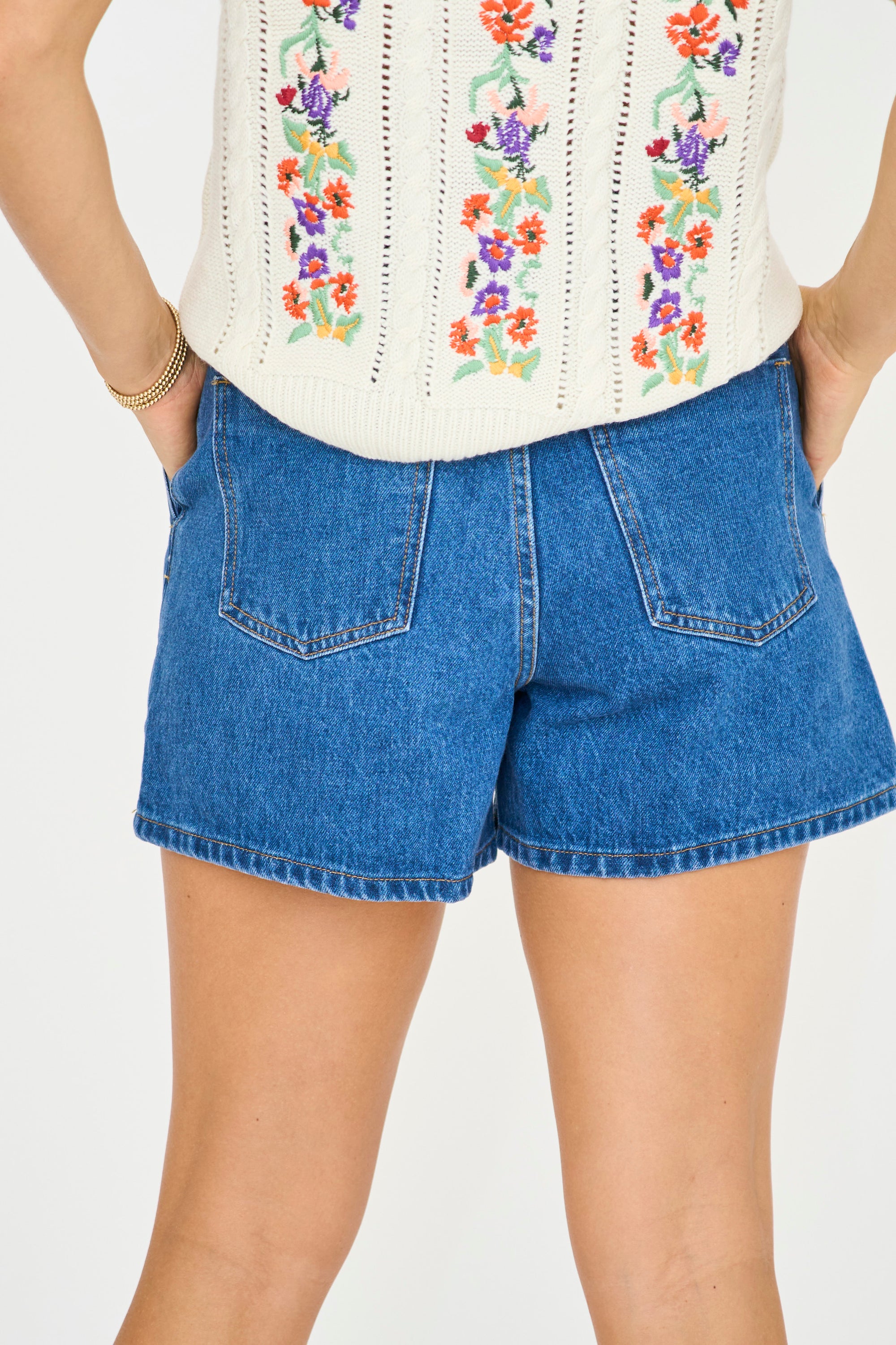 Gold Button Denim Shorts