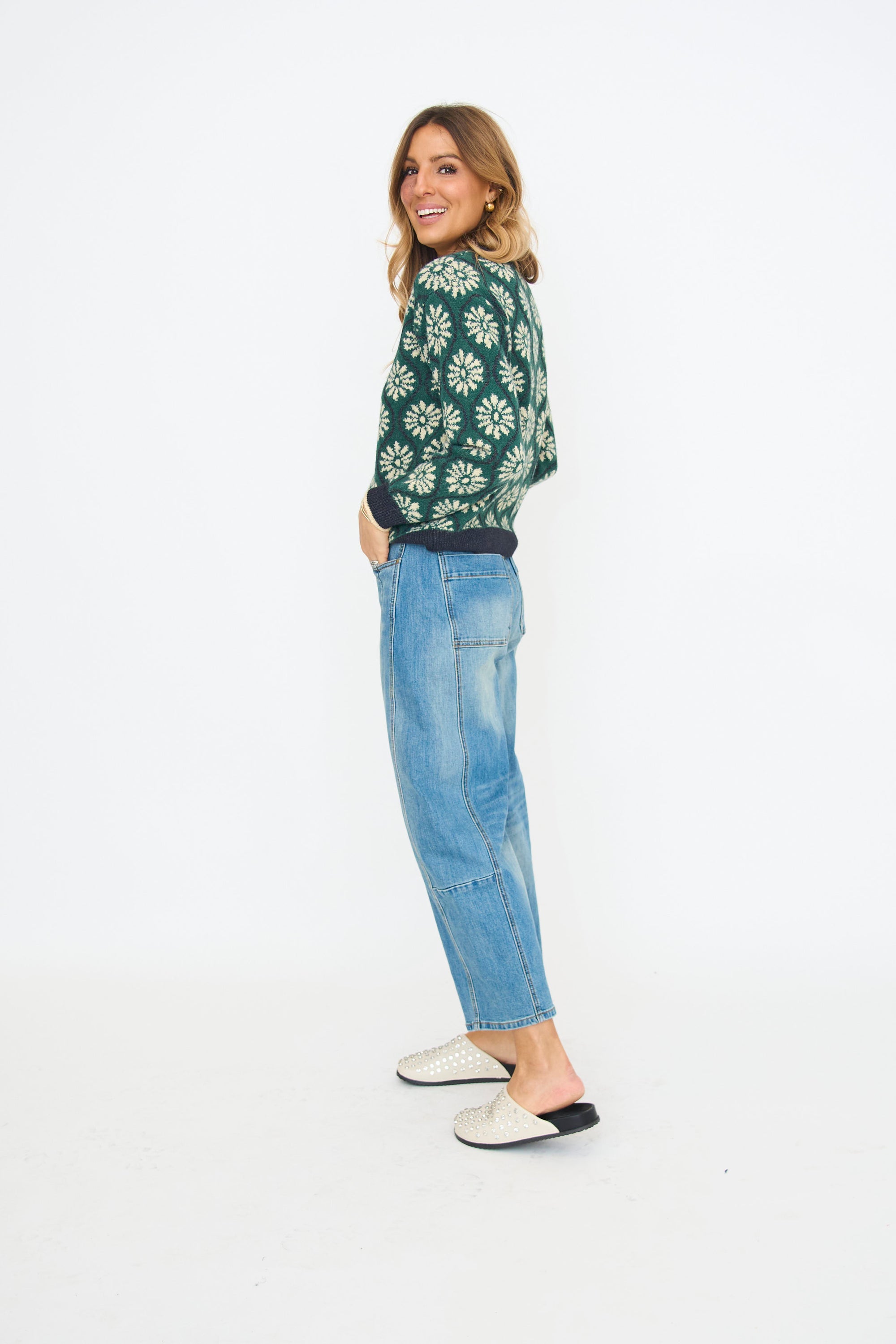 Geo Floral Pullover Sweater