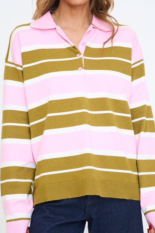Striped Polo Knit Shirt