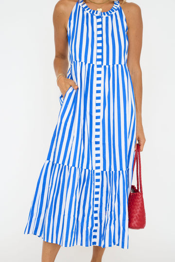 Bey Stripe Zelie Sleeveless Midi Dress