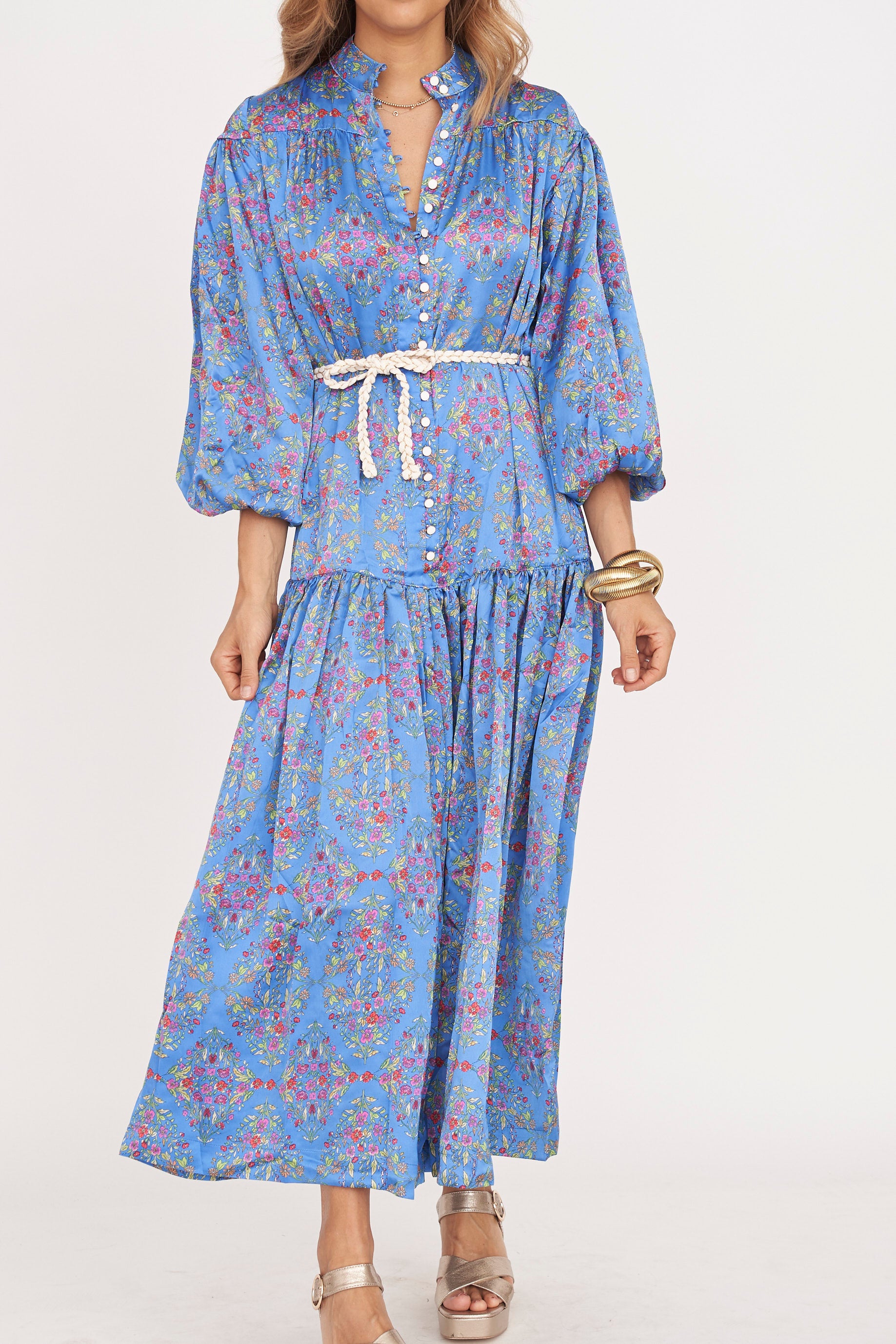 Floral Rope Tie Maxi Dress