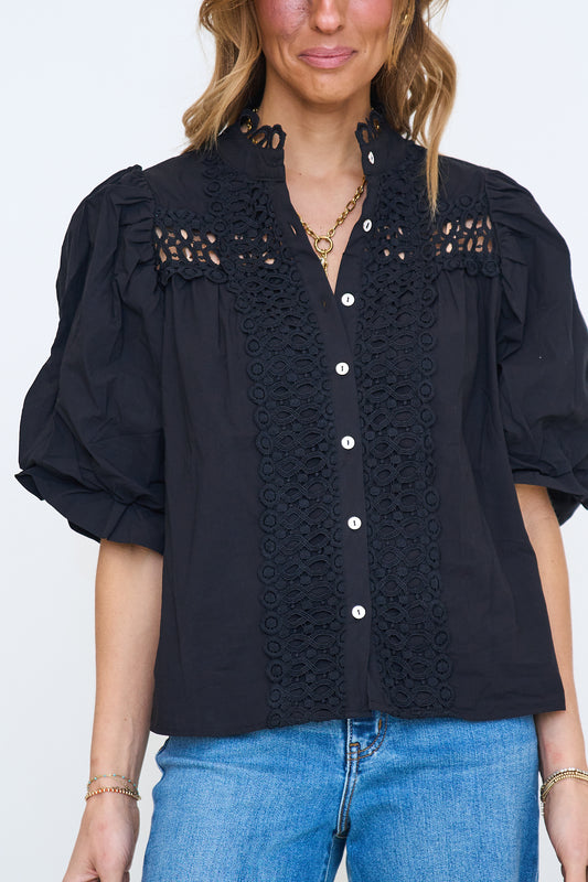 Trim Detail Button Down Blouse