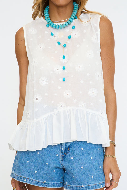 Vila floral cotton top with peplum