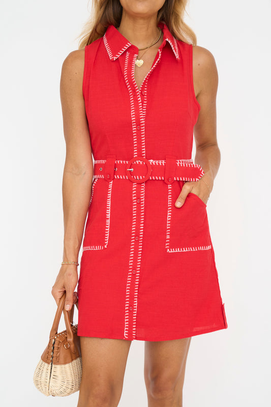 Brittni Belted Mini Dress