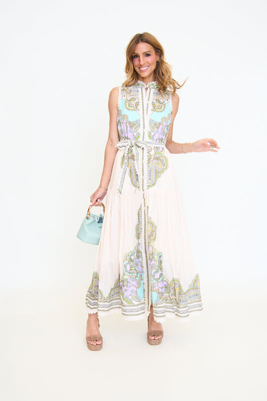 Paisley Cotton Sleeveless Maxi Dress