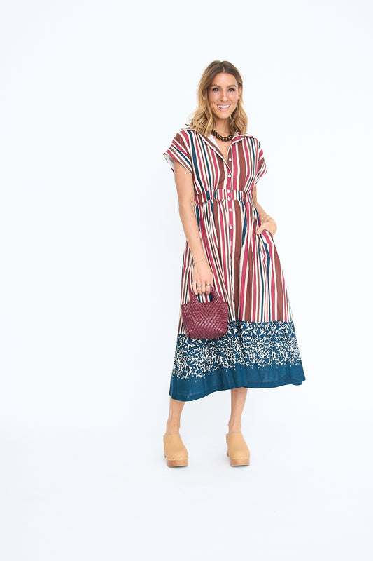Madison Multi Stripe Midi Dress