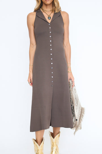 Lily Halter Shirt Midi Knit Dress