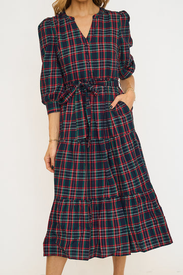 Chapman Plaid Yanis Button Up Midi Dress
