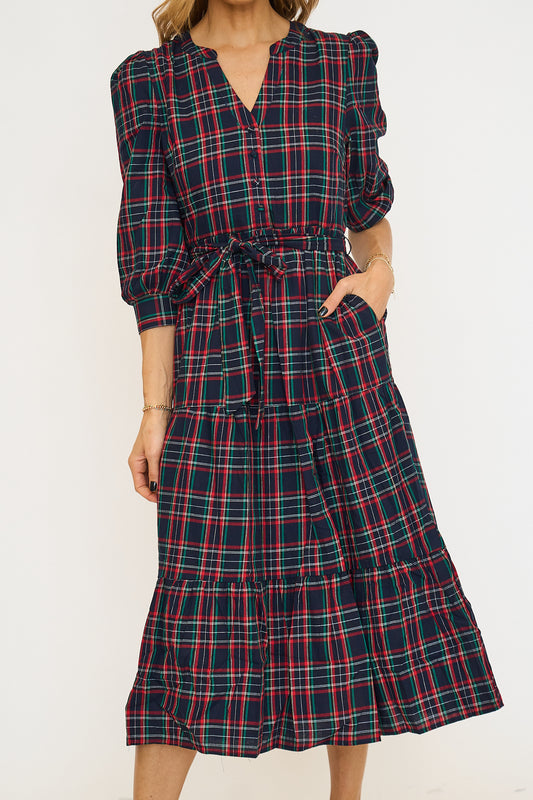Chapman Plaid Yanis Button Up Midi Dress
