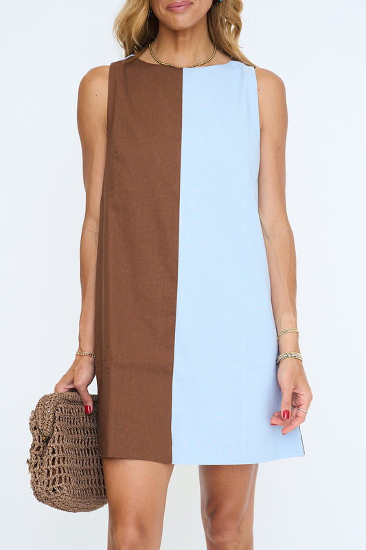 Color Block Sleeveless Shift Dress