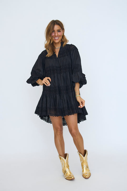 Violet Dress with Trim Inserts