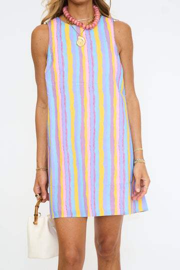 Dillary Striped Shift Mini Dress