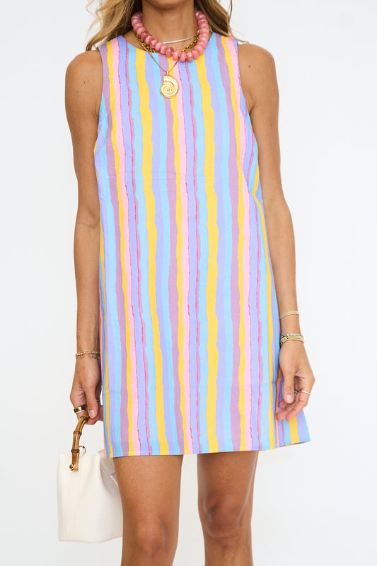 Dillary Striped Shift Mini Dress