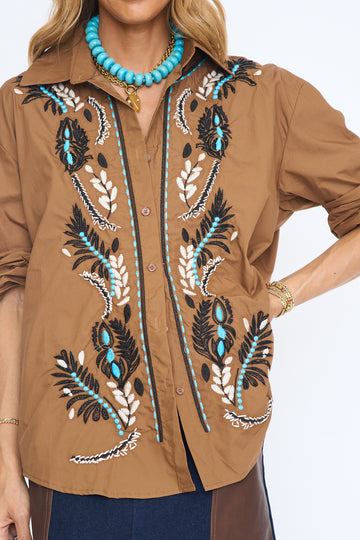 Western Embrirdered Button Down