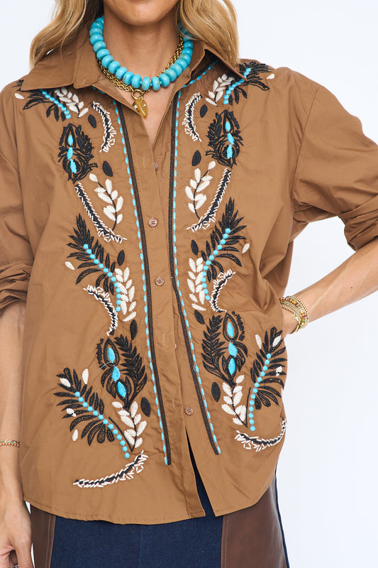 Western Embrirdered Button Down