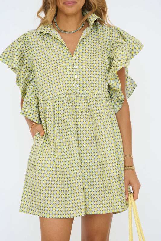 Tate Chartreuse Mini Dress