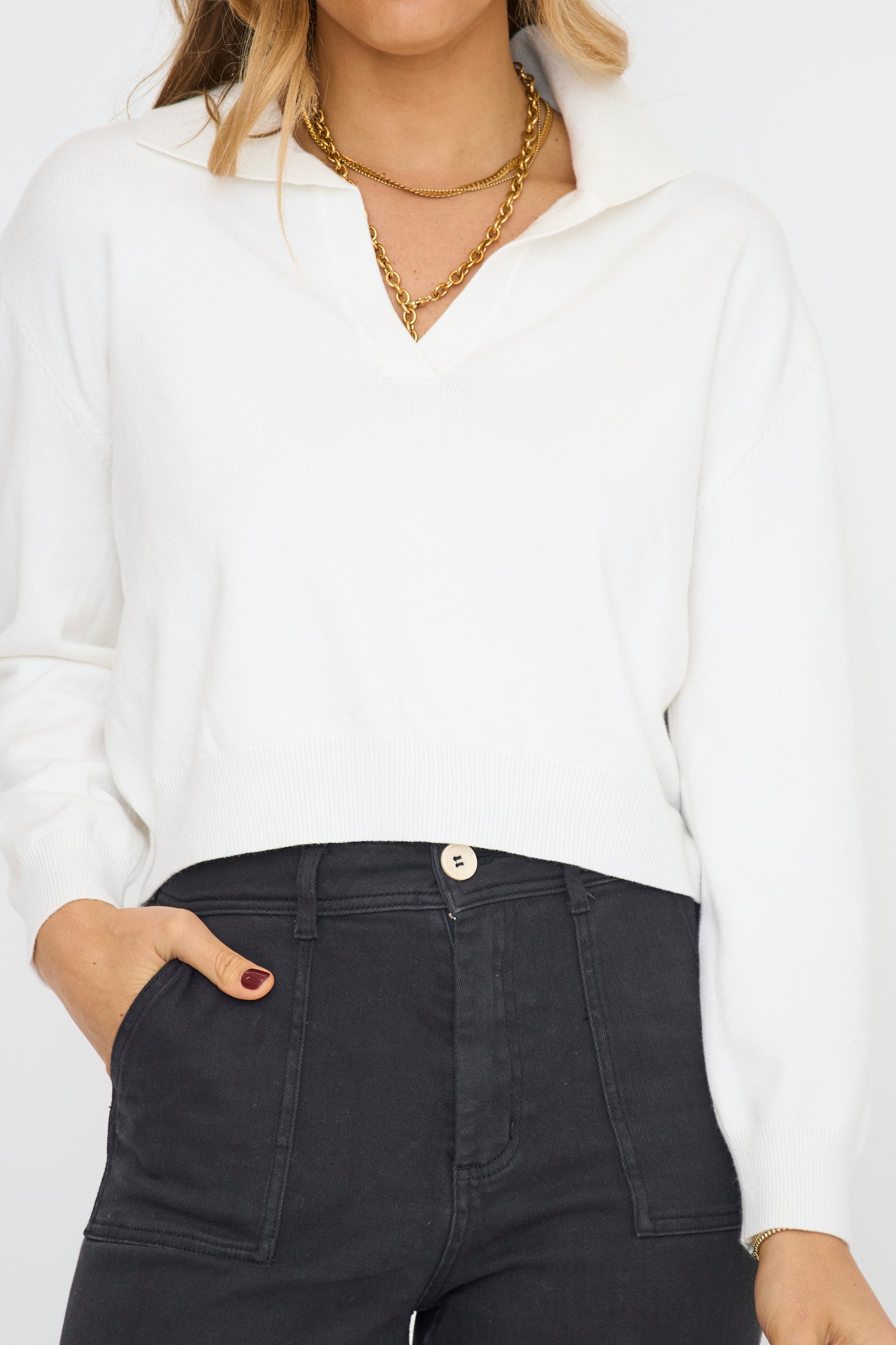 Ivory Novelty Vneck Sweater