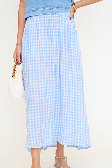 Light Blue Gingham Skirt