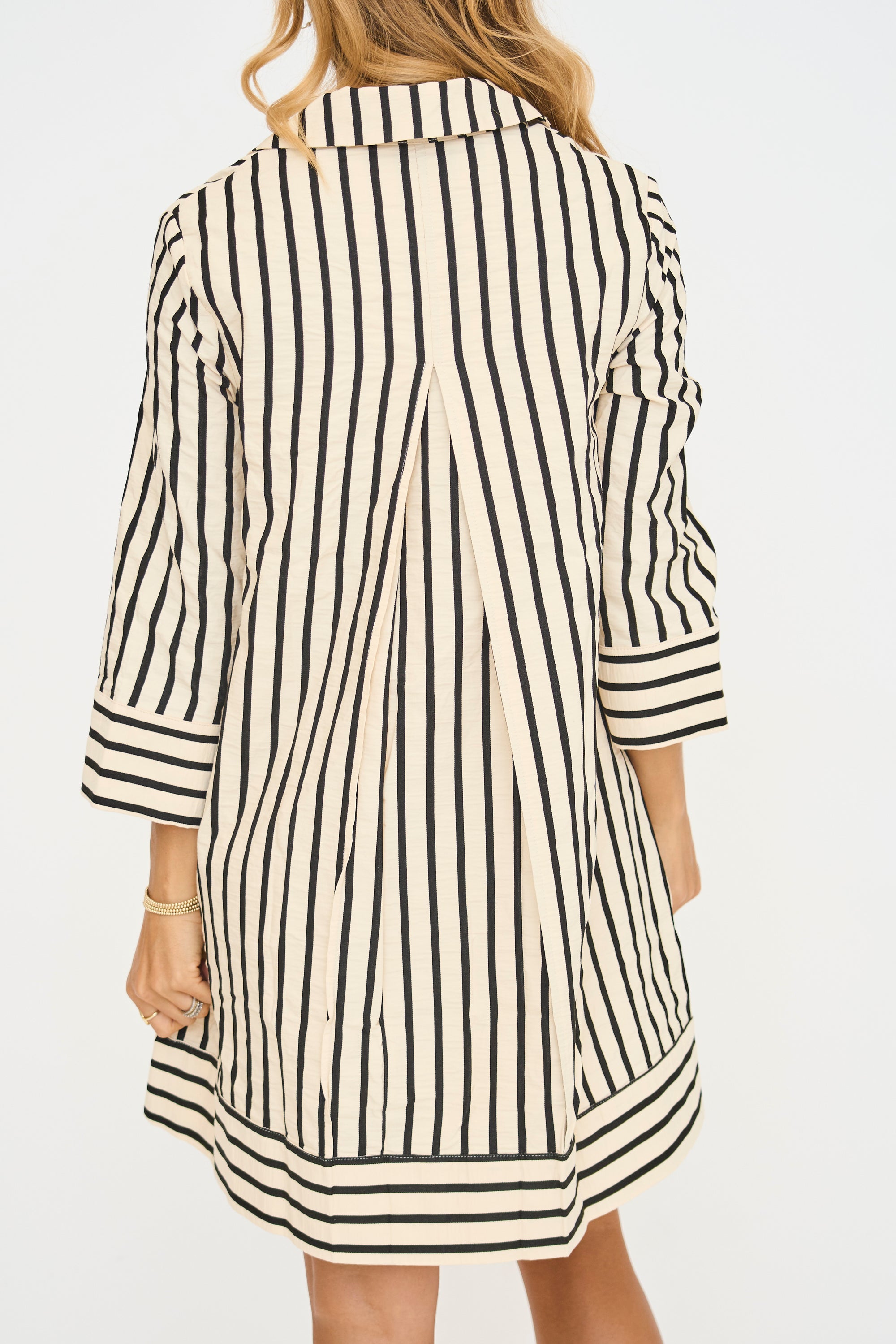 Stripe Collared Swing Dress