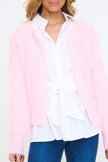 Fuzzy Pearl Knit Cardigan
