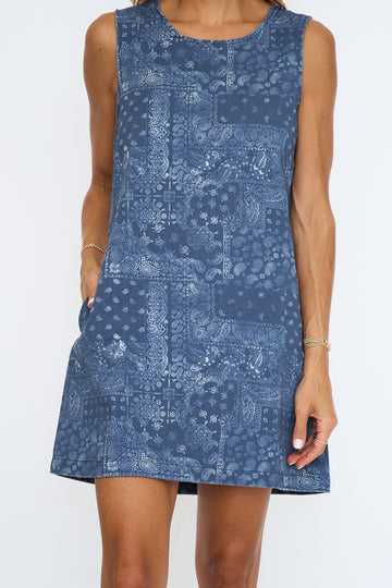 Washed Bandana Print Shift Dress