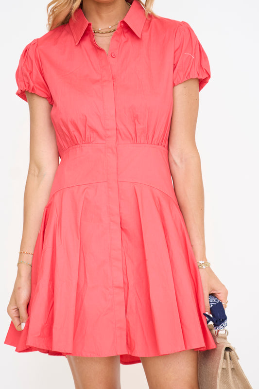 Orange/Red Flared Skirt Mini Dress