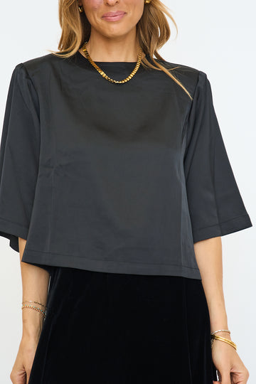 Satin Top with Shoulder Pads
