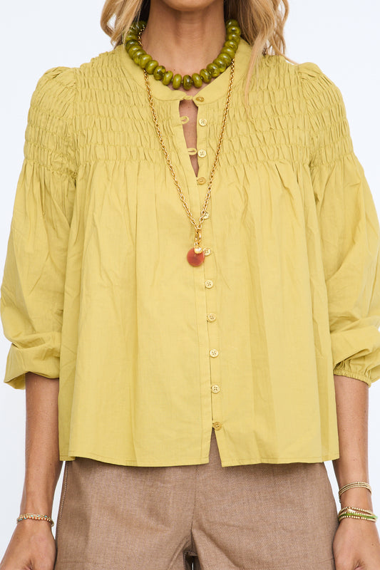 Pistachio Smocked Long Sleeve Top