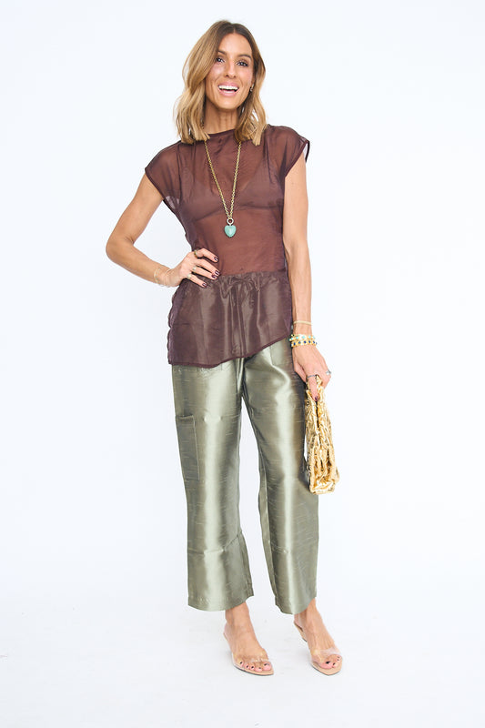 PREORDER ETA 10/15 - Chocolate Organza Assymmetric Top
