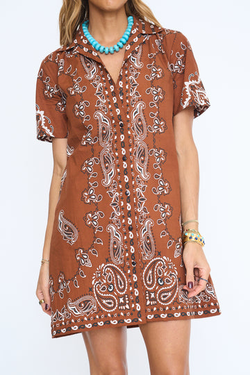 Esme Bandana Collared Shirt Dress