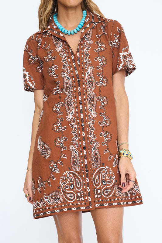 Esme Bandana Collared Shirt Dress