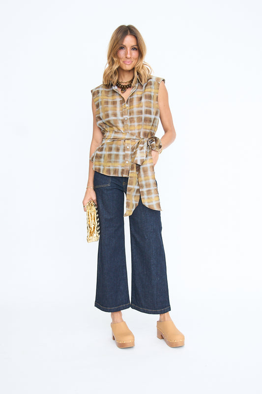 Grace Abstract Plaid Blouse