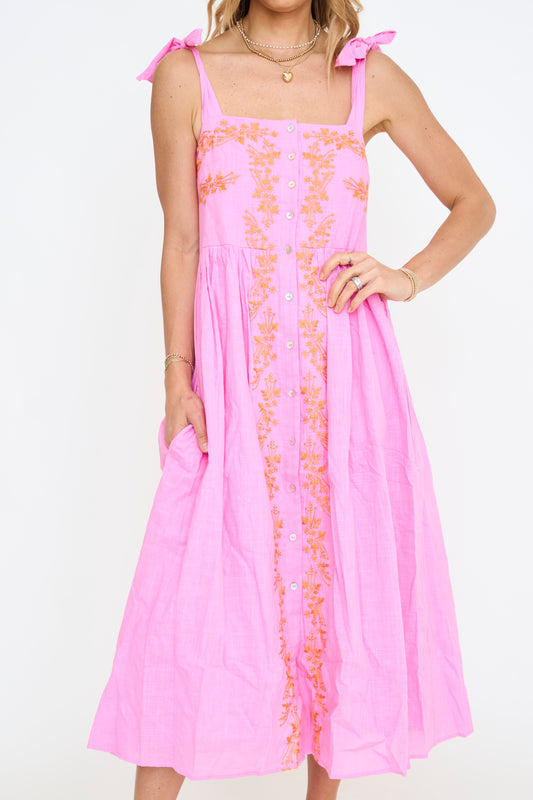 Claudia Embroidered Midi Dress