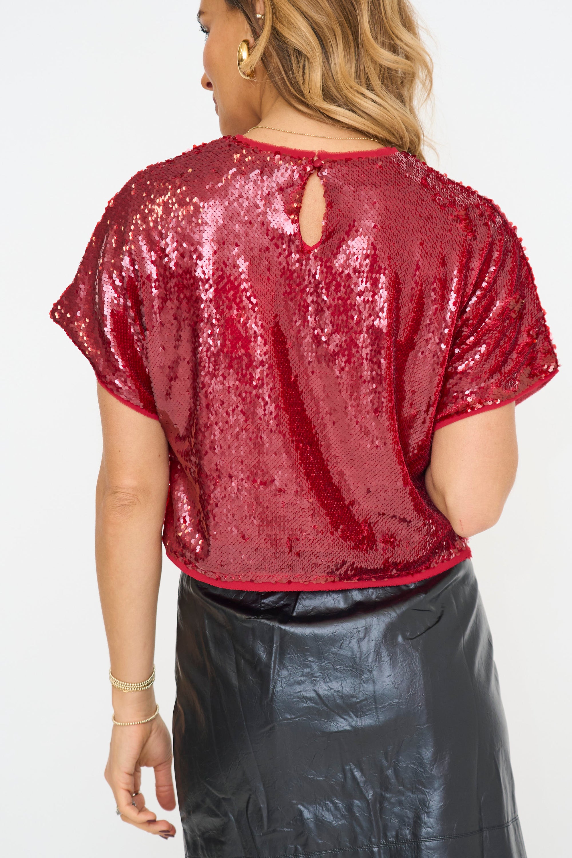 Cherry Sequin Top