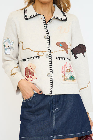 Motif Wool Blend Sweater Jacket