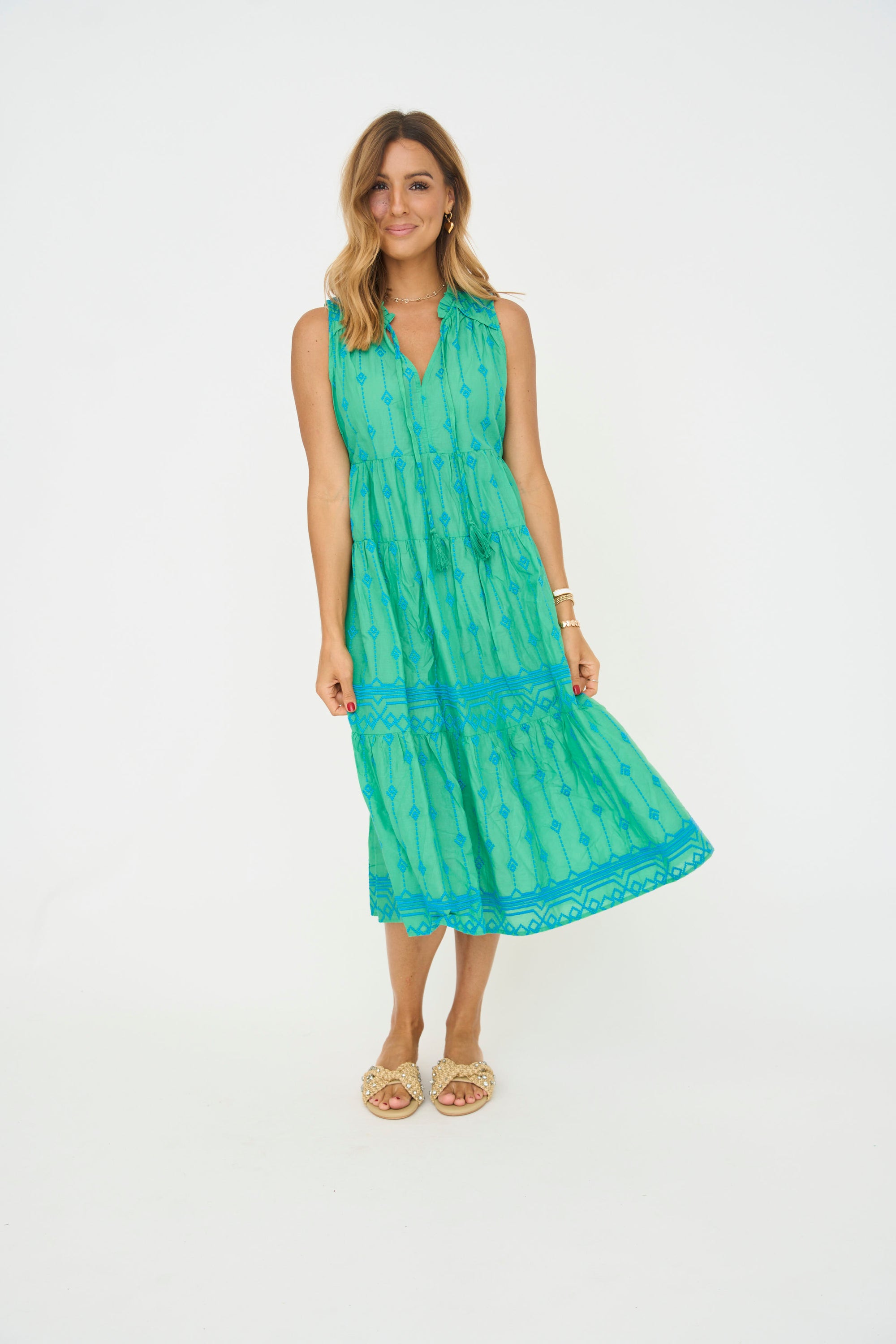 Wrenley Embroidered Midi Dress