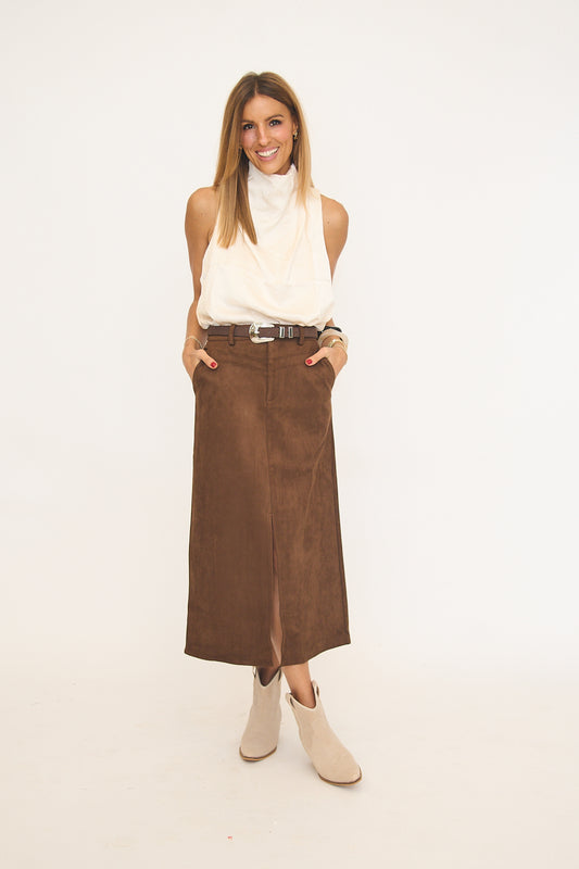 Glaieul Suede Midi Skirt