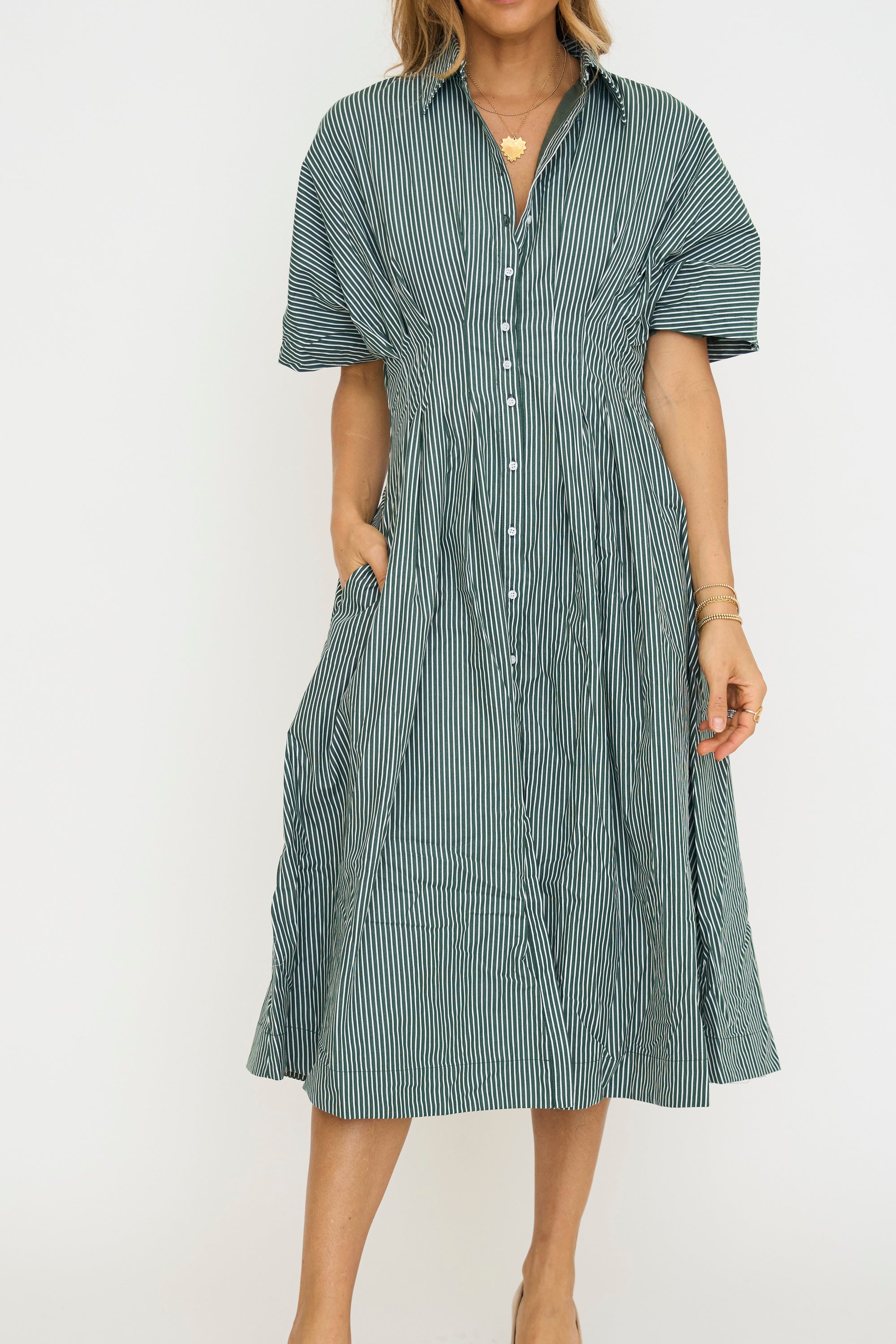 Shelley Stripe Midi Shirt Dress